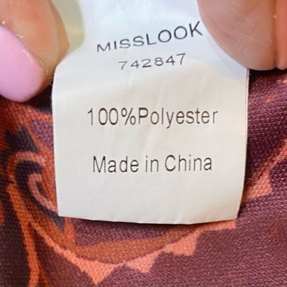 Retro Maroon Brown V-Neck Long Sleeve A-Line Mini‎ Dress or Tunic N068 - Picture 5 of 6